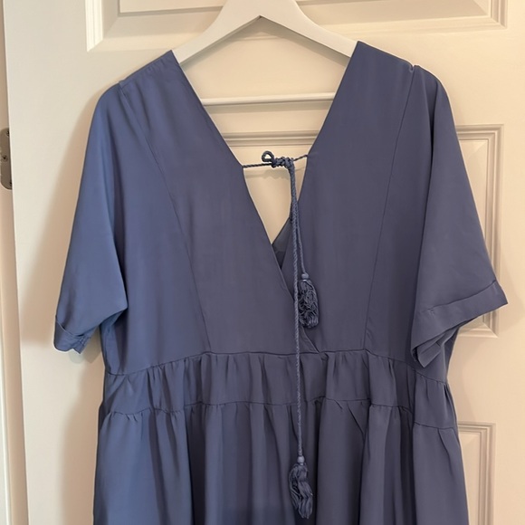 Blue babydoll style dress with A waist and waistline - Picture 3 of 6